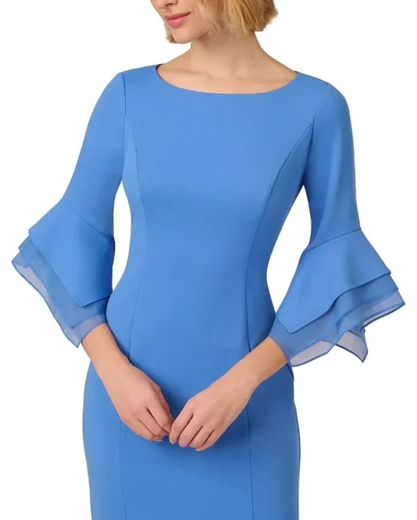 Adrianna Papell Dresses<Knit Crepe Tiered Sleeve Dress Cool Water