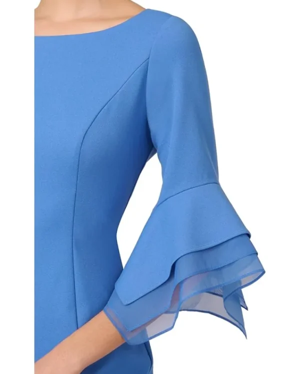Adrianna Papell Dresses<Knit Crepe Tiered Sleeve Dress Cool Water