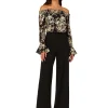 Adrianna Papell Jumpsuits & Rompers<Lace and Crepe Jumpsuit Black/Gold