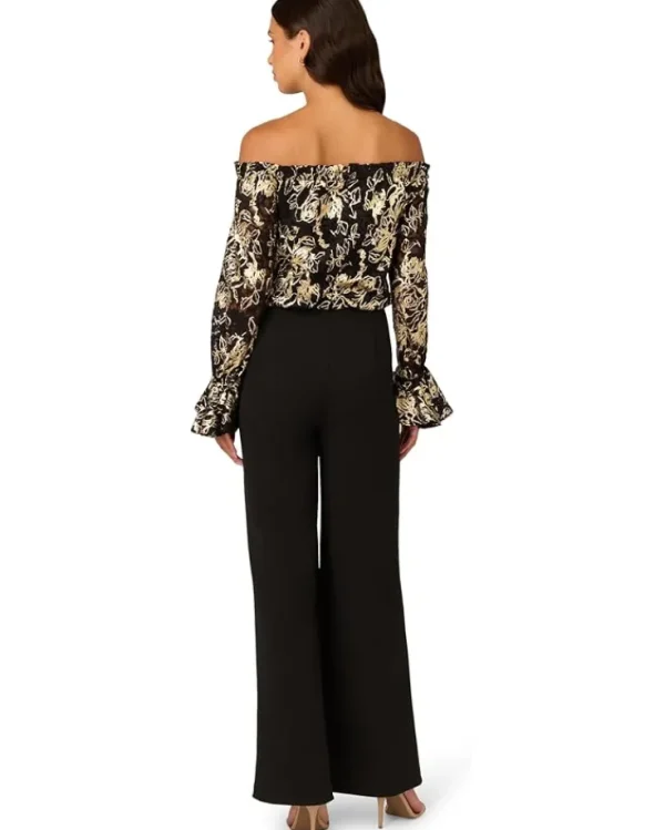 Adrianna Papell Jumpsuits & Rompers<Lace and Crepe Jumpsuit Black/Gold