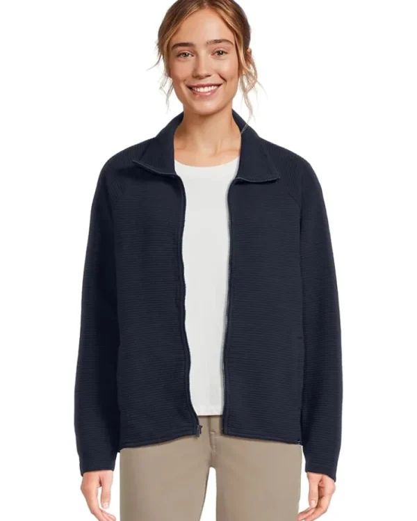 L.L.Bean Plus Size<Lakewashed Double-Knit Full-Zip Classic Navy