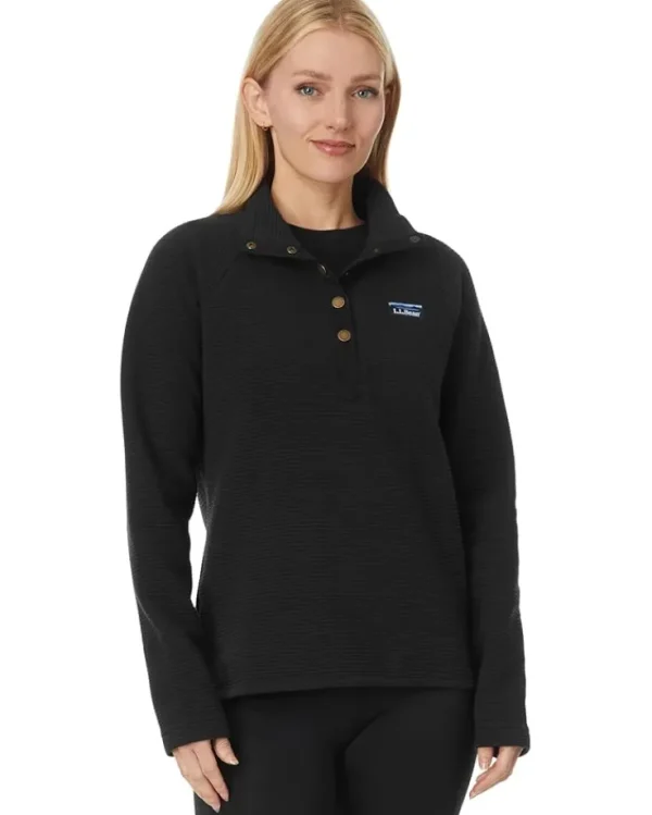 L.L.Bean Plus Size<Lakewashed Ottoman Knit Quarter Snap Classic Navy