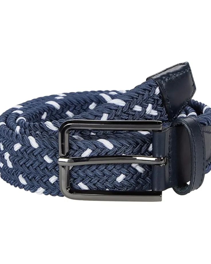 leather_woven_belt_0.webp Johnston & Murphy Belts<Leather Woven Belt Gray/White