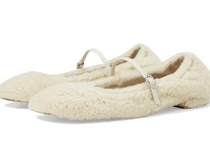 Stuart Weitzman Flats<Lennox Shearling Flat Natural/Oat