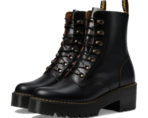 Dr. Martens Boots & Booties<Leona 7 Hook Boot Black Vintage Smooth