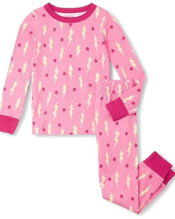 Hatley Kids Pajamas | Pajamas<Lightening Bolts & Stars Stretch Cotton Pajama Set (Toddler/Little Kid/Big Kid) Pink