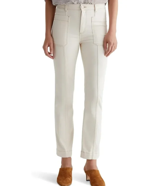 AG Jeans Jeans & Denim<Lila Utility Mid-Rise Straight Jeans in White Oat