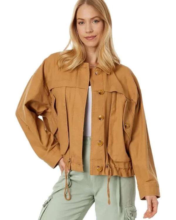 Blank NYC Coats & Outerwear<Linen Utility Jacket in A Game Camel
