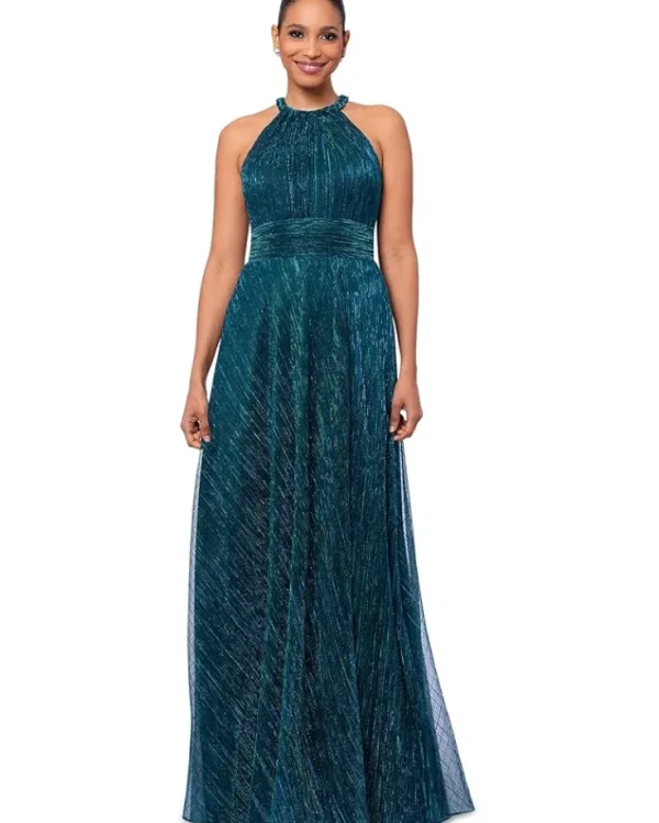 Betsy & Adam Dresses<Long braided halter tie back dress Jade