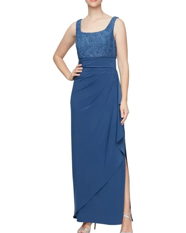Alex Evenings Dresses<Long Empire Waist Bolero Jacket Dress Wedgewood