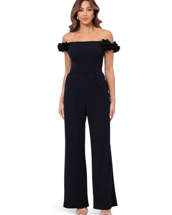 XSCAPE Jumpsuits & Rompers<Long Scuba Crepe One Shoulder Jumpsuit Black 1