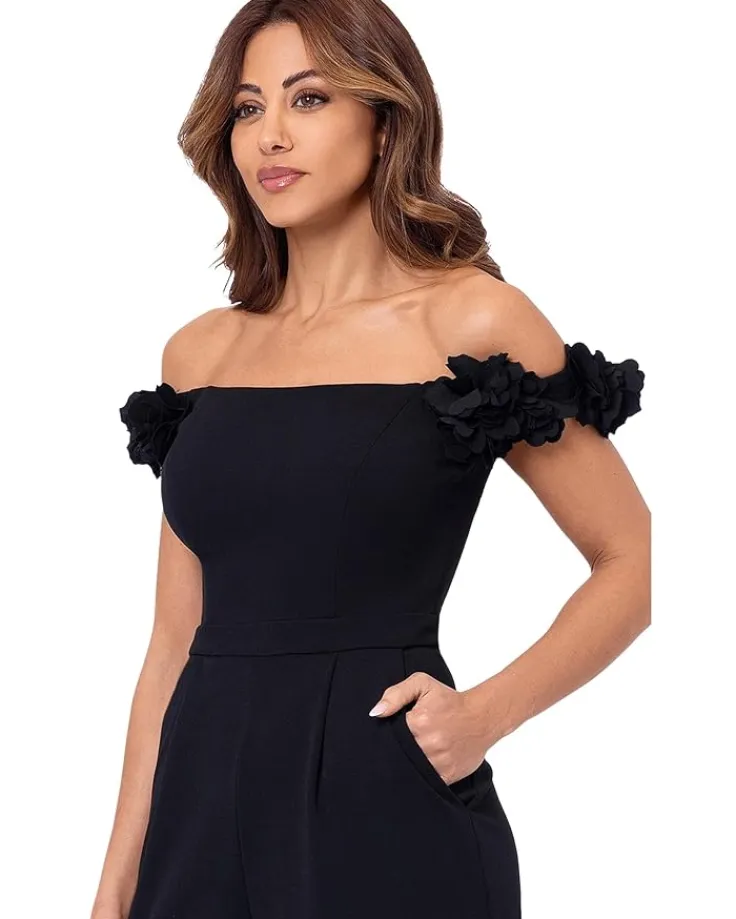 long_scuba_crepe_one_shou_2.webp XSCAPE Jumpsuits & Rompers<Long Scuba Crepe One Shoulder Jumpsuit Black 1