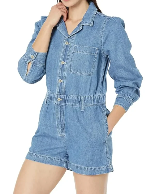 Madewell Jumpsuits & Rompers<Long Sleeve Elastic Waist Denim Romper in Rushland Wash