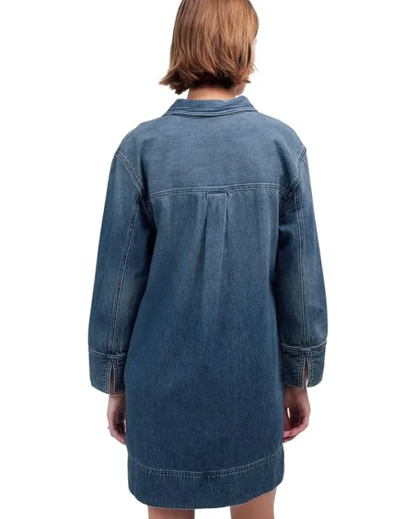 Madewell Dresses<Long Sleeve Popover Mini Dress in Croswell Croswell Wash