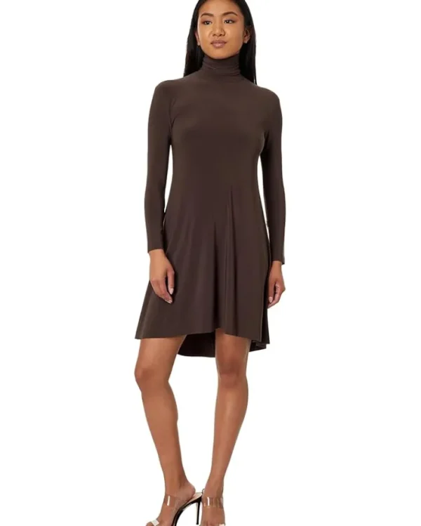 Norma Kamali Dresses<Long Sleeve Turtle Swing Dress Chocolate