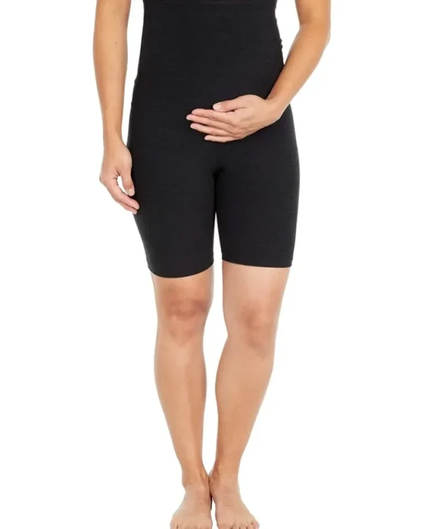 Beyond Yoga Activewear | Shorts<Maternity Spacedye Empire Waisted Biker Shorts Darkest Night