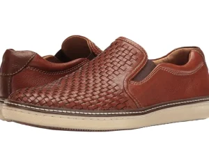 Johnston & Murphy Wide | Adaptive<McGuffey Woven Casual Slip-On Sneaker Tan Full Grain