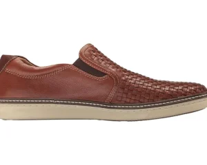 Johnston & Murphy Wide | Adaptive<McGuffey Woven Casual Slip-On Sneaker Tan Full Grain