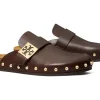 Tory Burch Mules | Flats<Mellow Stud Mule Deep Mocha/Gold