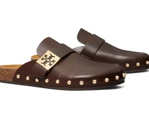 Tory Burch Mules | Flats<Mellow Stud Mule Deep Mocha/Gold