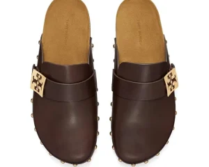 Tory Burch Mules | Flats<Mellow Stud Mule Deep Mocha/Gold