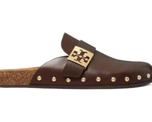 Tory Burch Mules | Flats<Mellow Stud Mule Deep Mocha/Gold