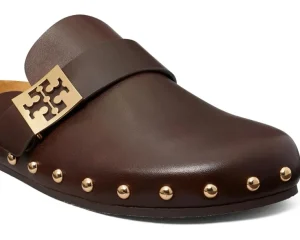 Tory Burch Mules | Flats<Mellow Stud Mule Deep Mocha/Gold