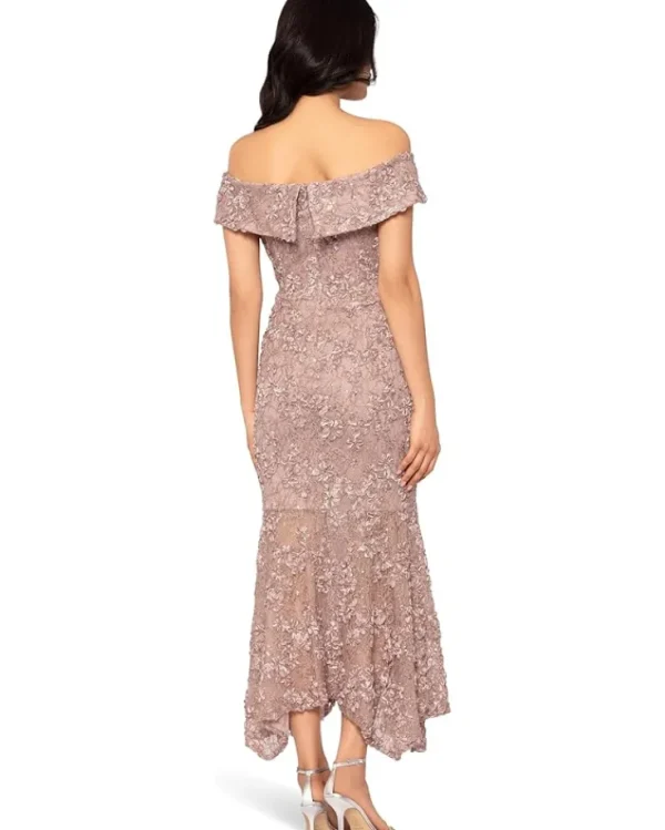 XSCAPE Dresses<Mid Off-the-Shoulder Soutache Taupe