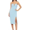 XSCAPE Dresses<Midi Scuba Crepe Strapless Cutout Dress Aqua