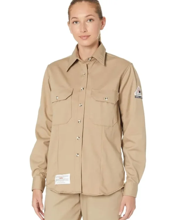 Bulwark FR Work & Duty Apparel<Midweight FR Dress Uniform Shirt Khaki