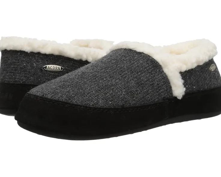 moc_ragg_0.webp Acorn Slippers<Moc Ragg Dark Charcoal Ragg Wool