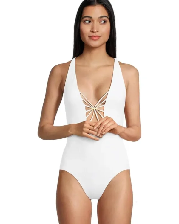 BECCA Swimwear & Cover Ups<Modern Edge Haley Plunge One-Piece White