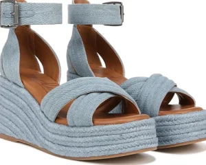 ZODIAC Sandals<Naomi Denim Ankle Strap Wedge Sandal Blue Denim Fabric