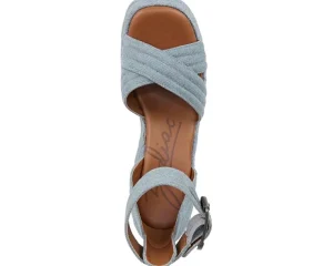 ZODIAC Sandals<Naomi Denim Ankle Strap Wedge Sandal Blue Denim Fabric