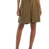 KUT from the Kloth Shorts<Nicolette - Linen Shorts With Pleats Dark Olive