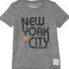 The Original Retro Brand Kids Shirts & Tops | Shirts & Tops<NYC Train Tri-Blend Crew Neck Tee (Big Kids) Streaky Grey