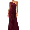 Adrianna Papell Dresses<One Shoulder Jersey Dress Red Wine