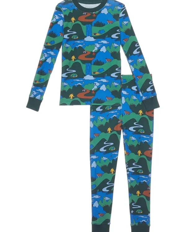 L.L.Bean Pajamas | Pajamas<Organic Cotton Fitted Pajamas (Little Kids) Deep Green Landscape