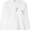 Burberry Kids Shirts & Tops<Owen EKD Long Sleeve Shirt (Little Kid/Big Kid) White