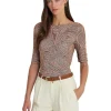 Lauren Ralph Lauren Shirts & Tops<Paisley Stretch Cotton Boatneck Tee Tan/Cream/Pink