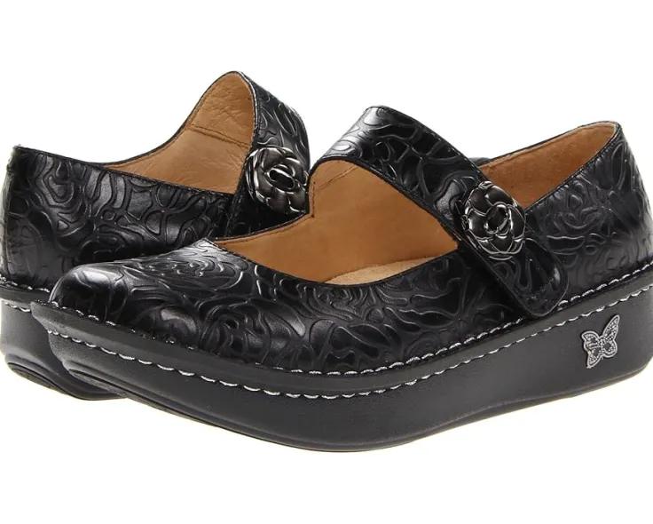 paloma_0.webp Alegria Flats<Paloma Black Embossed Rose