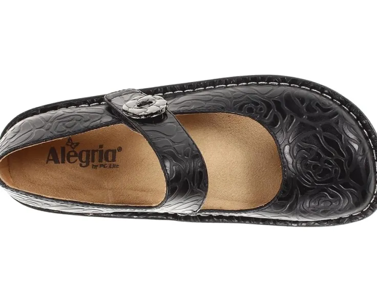paloma_1.webp Alegria Flats<Paloma Black Embossed Rose