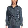 Lauren Ralph Lauren Plus Size | Coats & Outerwear<Petite Belted Denim Shirt Jacket Marina Wash