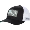 Columbia Hats | Hats<PFG Mesh™ Snapback Fish Flag Ball Cap Black/White