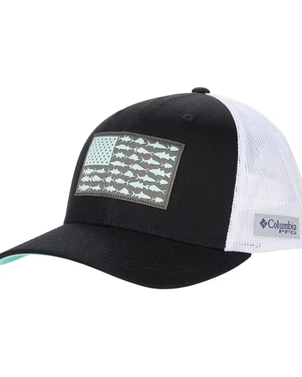Columbia Hats | Hats<PFG Mesh™ Snapback Fish Flag Ball Cap Black/White
