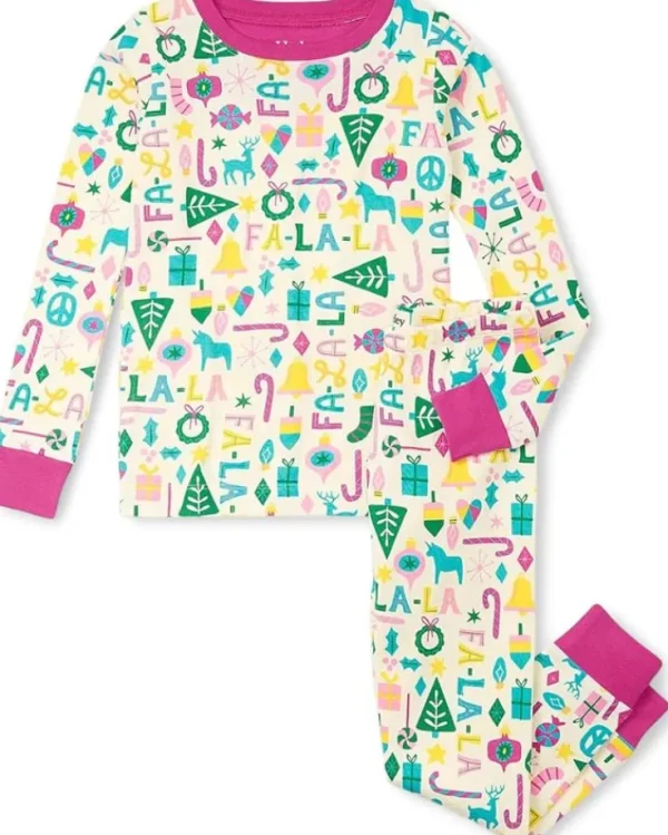 Hatley Kids Pajamas | Pajamas<Pink Falala Cotton Pajama Set (Toddler/Little Kid/Big Kid) Natural
