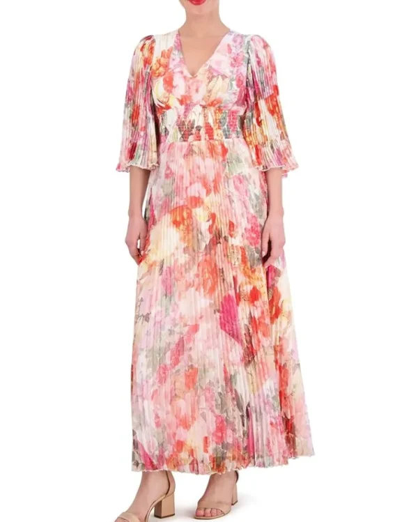 Vince Camuto Dresses<Pleated Chiffon Maxi Pink Multi
