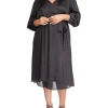 MICHAEL Michael Kors Plus Size<Plus Size Cheetah Jacquard Midi Wrap Dress Black