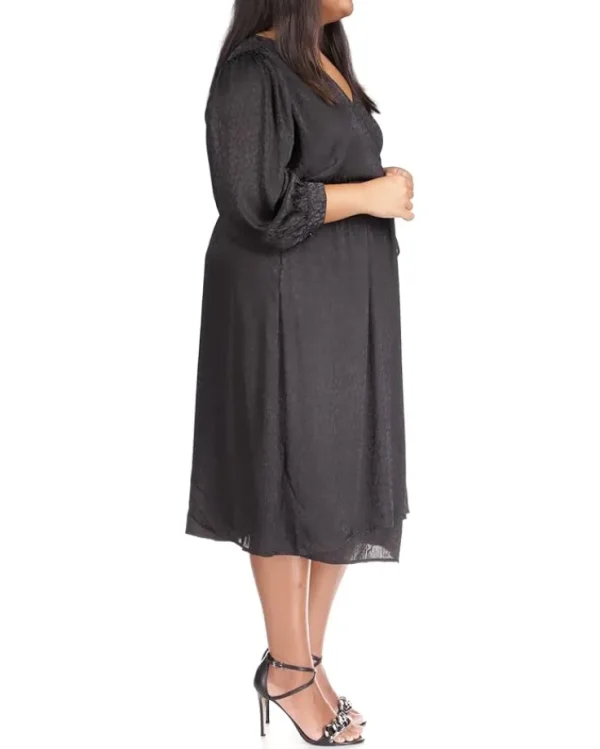 MICHAEL Michael Kors Plus Size<Plus Size Cheetah Jacquard Midi Wrap Dress Black
