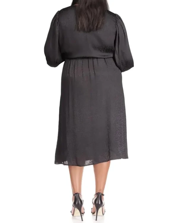 MICHAEL Michael Kors Plus Size<Plus Size Cheetah Jacquard Midi Wrap Dress Black